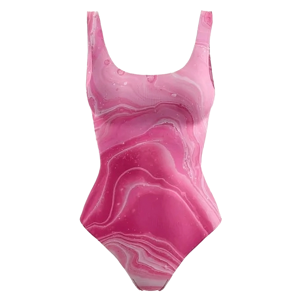 Marble Pink Swimsuit One Piece Swimsuit Aesthetic Swimsuit 80s Bodysuit Oil Drip Liquid Swirl Rave Bodysuit Trippy UPF 50 Plus Size