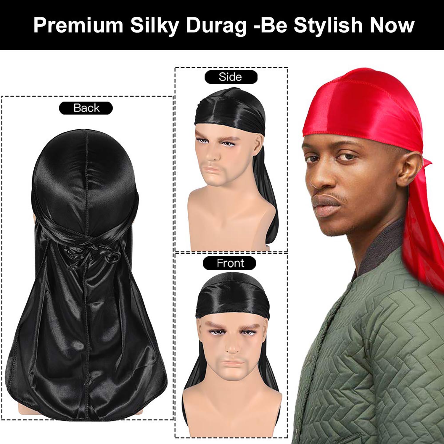 Shazar Wears Silky Durag with Wave Caps for Men