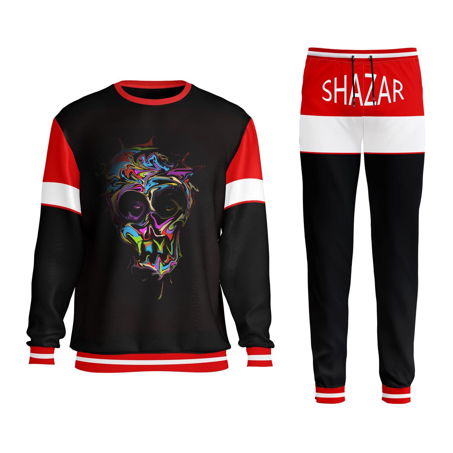 Shazar Wears Crew Neck Skull Sweat Suit